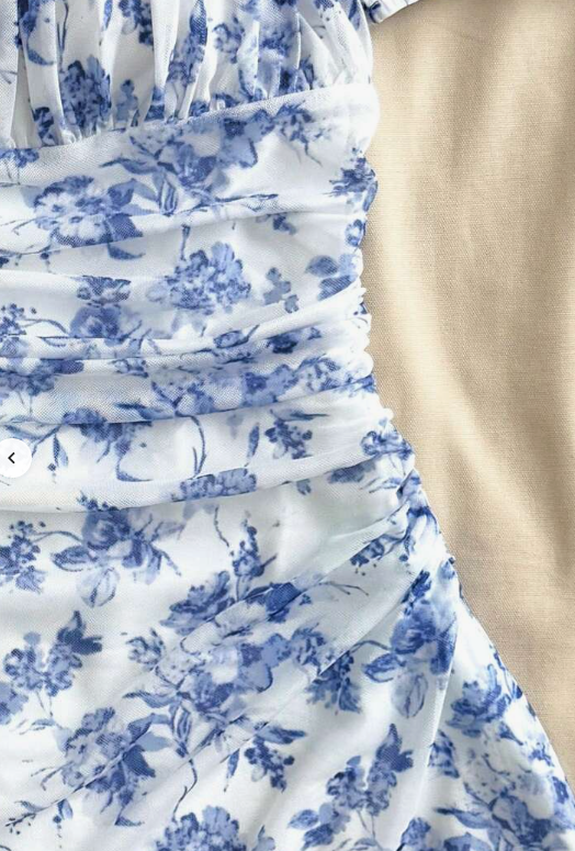 SHEIN Teen Girls Spring& Summer/Valentine Day/Dreamara Blue & White Floraldress/Vacation/Holiday/Vintage//Beach/Sea/Elegant/Dresses For Girl/Bohemia/Boho Clothing/Sun Dresses For Girls Holiday Outfits
