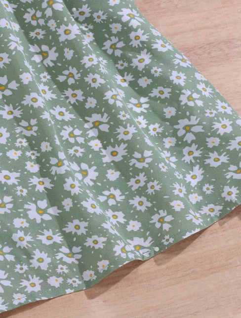 Green Ditsy Floral Loose Cami Dress & T-Shirt Casual Holiday Outfits